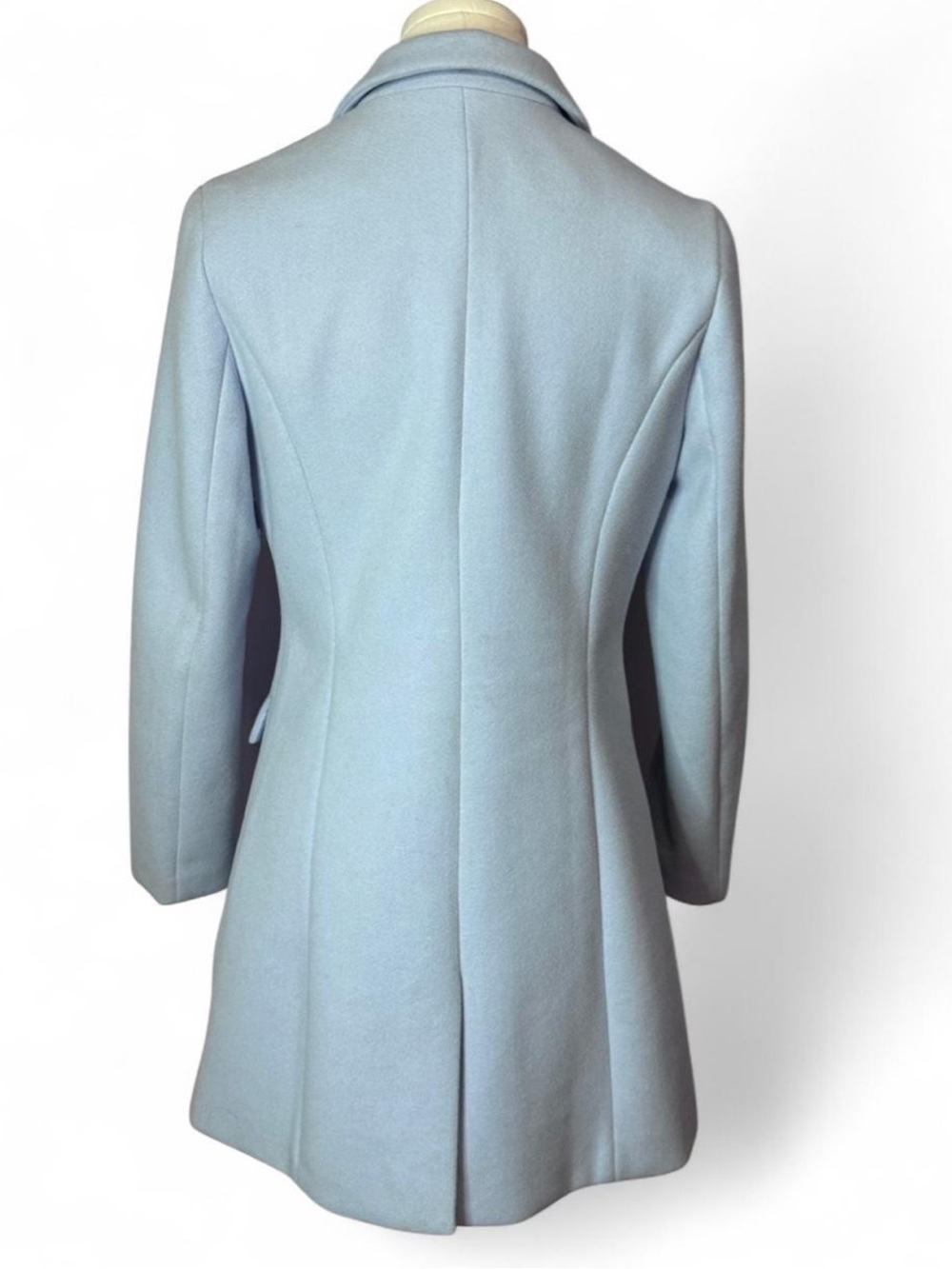 Allegra K Light Blue Single-Breasted Pea Coat - Picture 4 of 8